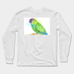 Watercolor nanday parakeet portrait - bird painting Long Sleeve T-Shirt